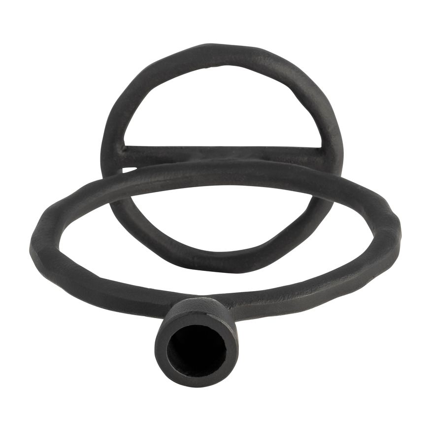 Sagebrook 8" Metal Round Ring Taper Candle Holder - Black