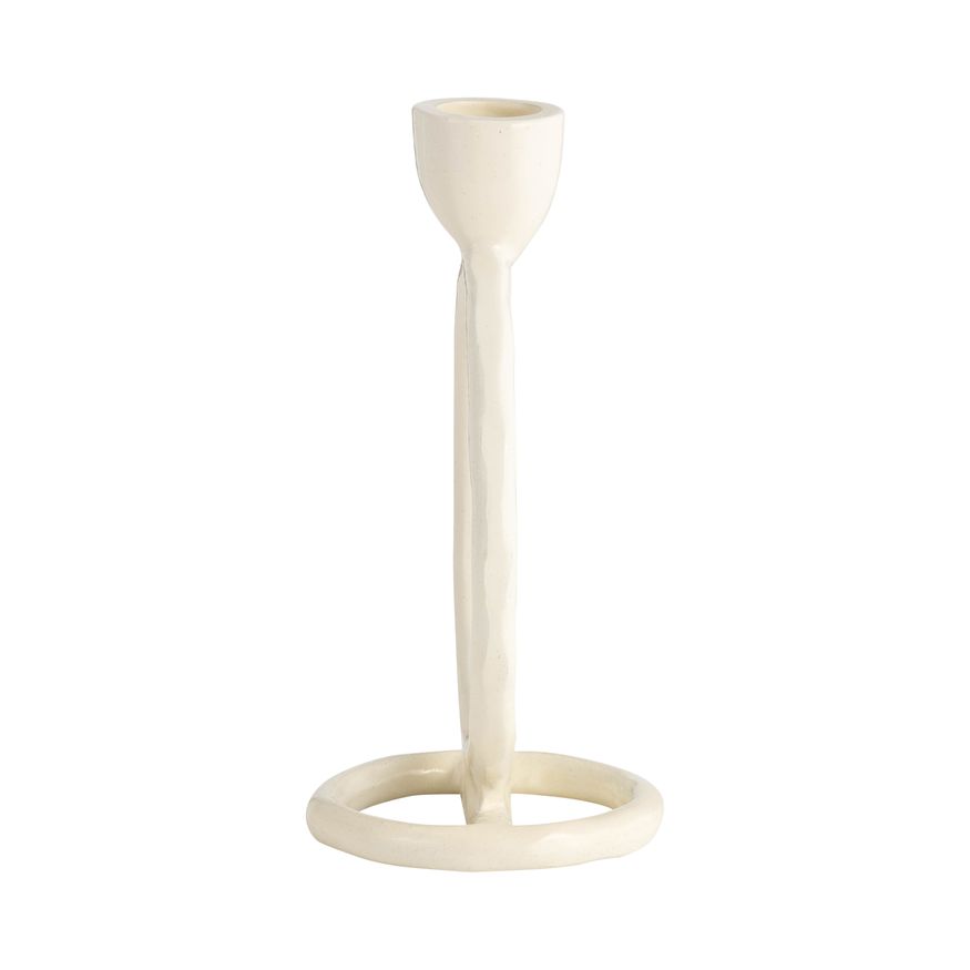 Sagebrook 6" Metal Round Ring Taper Candle Holder - Cotton