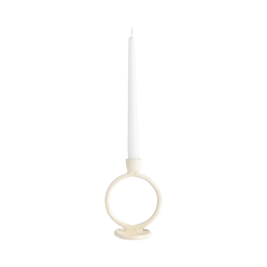 Sagebrook 6" Metal Round Ring Taper Candle Holder - Cotton