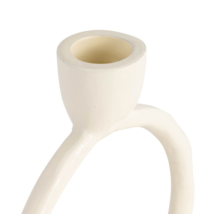 Sagebrook 6" Metal Round Ring Taper Candle Holder - Cotton