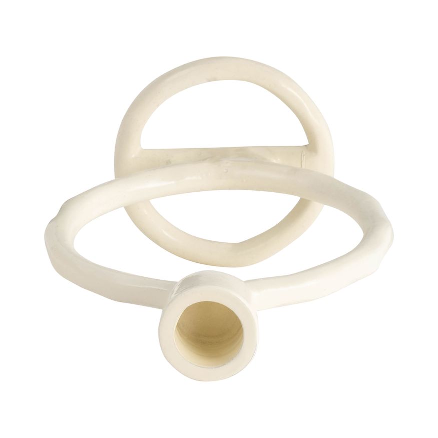 Sagebrook 6" Metal Round Ring Taper Candle Holder - Cotton