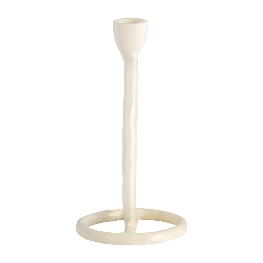 Sagebrook 8" Metal Round Ring Taper Candle Holder - Cotton