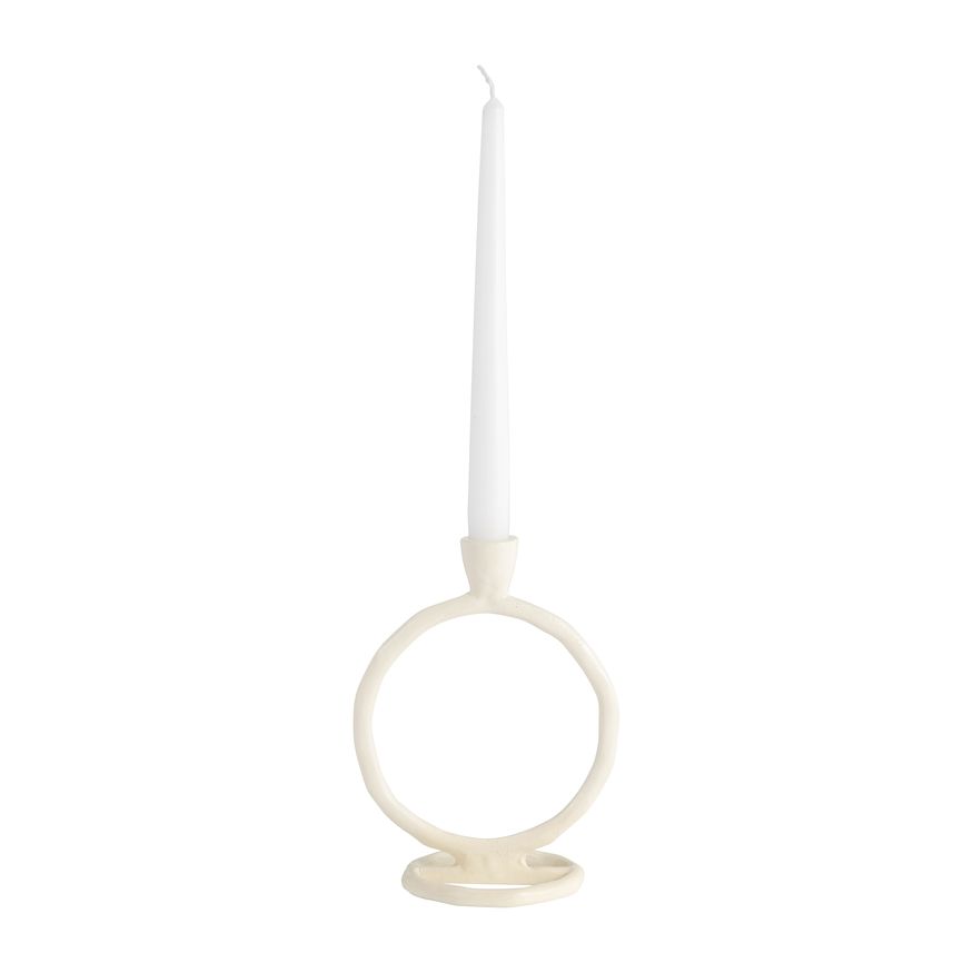 Sagebrook 8" Metal Round Ring Taper Candle Holder - Cotton