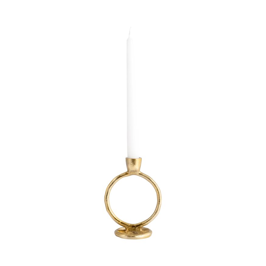 Sagebrook 6" Metal Round Ring Taper Candle Holder - Gold