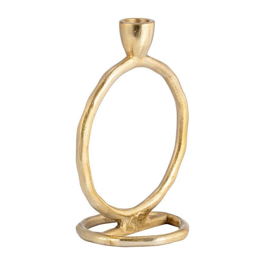 Sagebrook 8" Metal Round Ring Taper Candle Holder - Gold