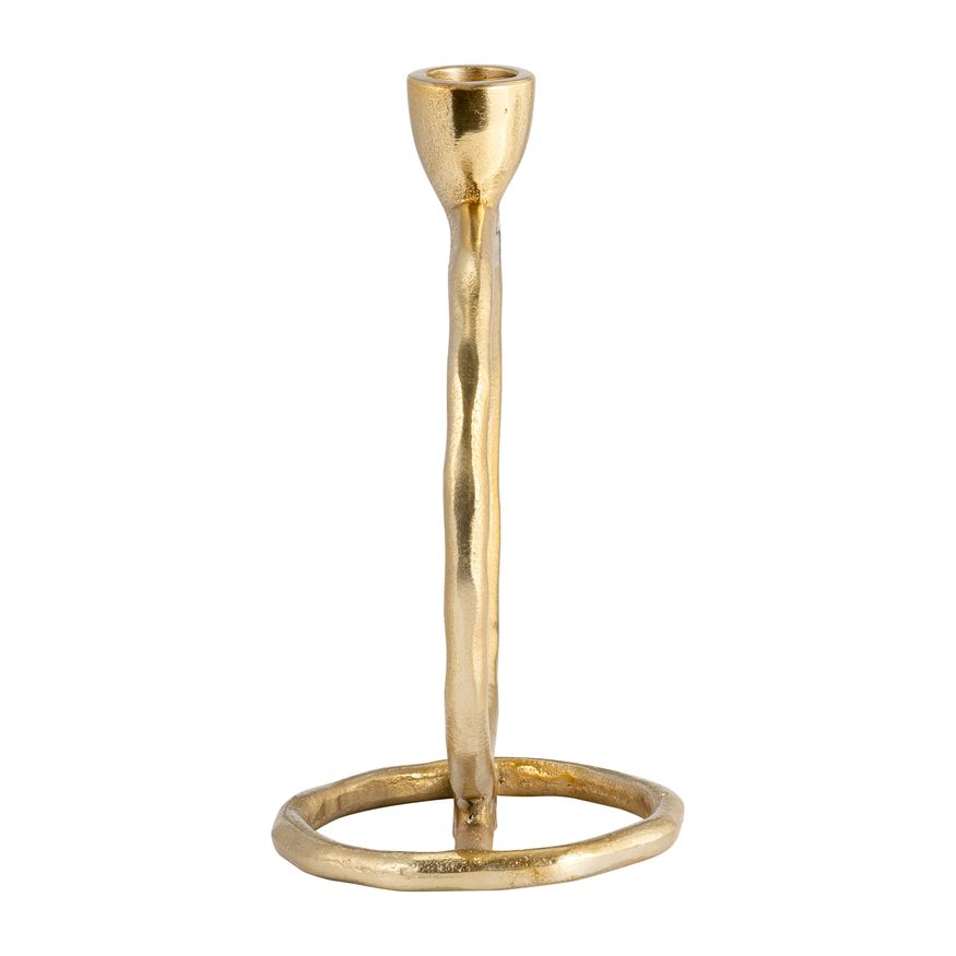 Sagebrook 8" Metal Round Ring Taper Candle Holder - Gold