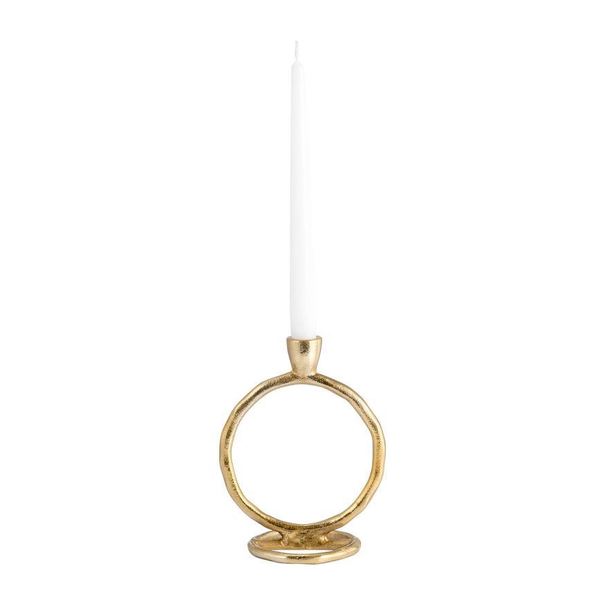 Sagebrook 8" Metal Round Ring Taper Candle Holder - Gold