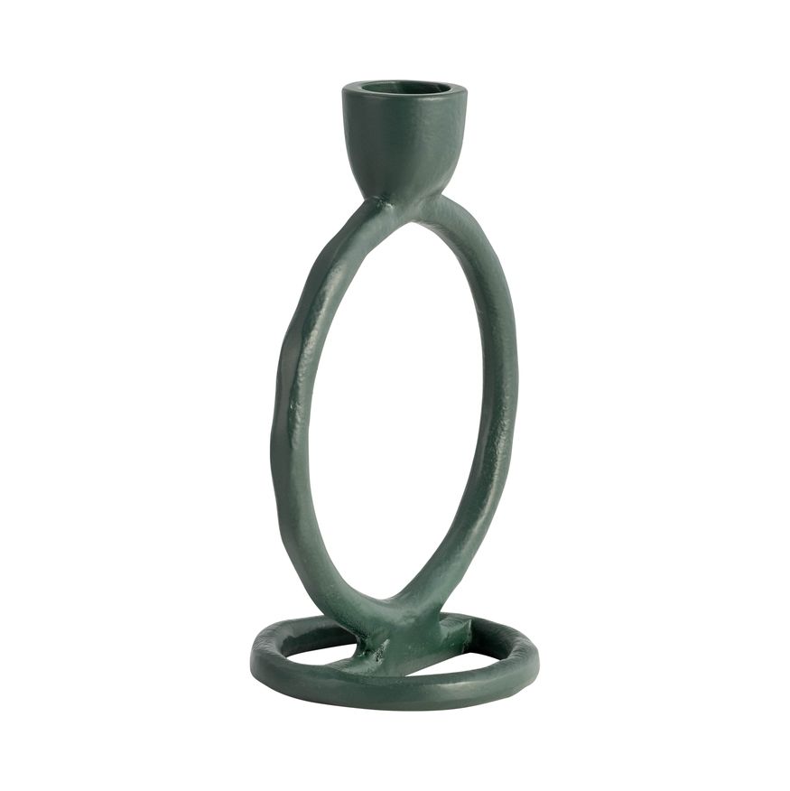 Sagebrook 6" Metal Round Ring Taper Candle Holder - Dark Green