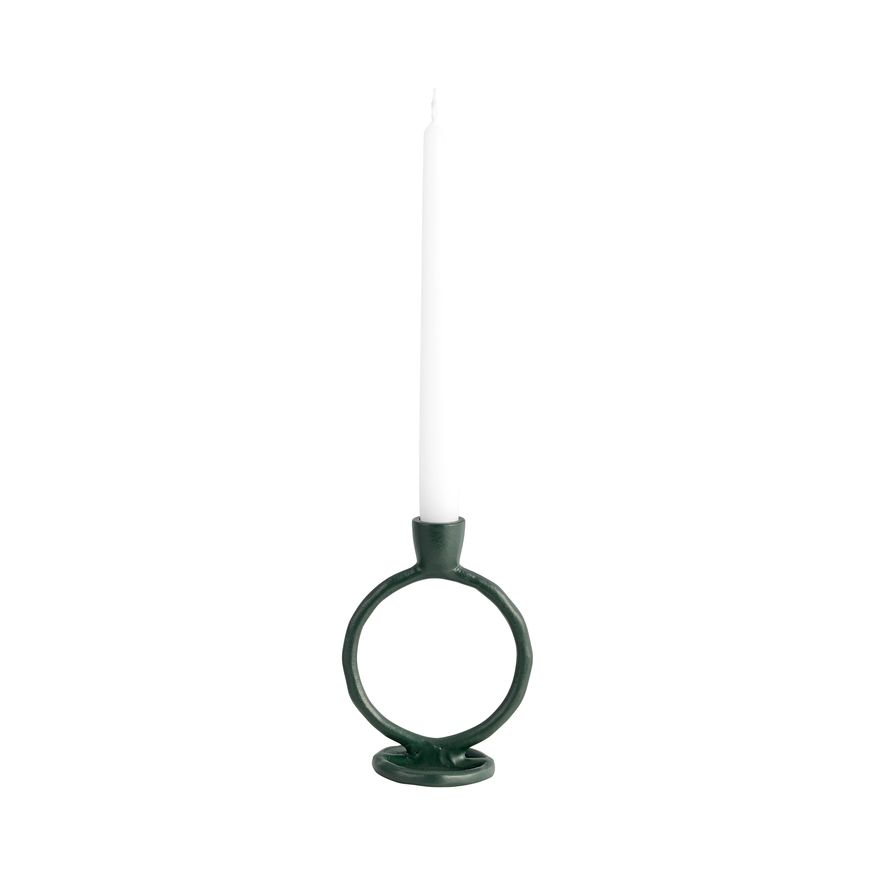 Sagebrook 6" Metal Round Ring Taper Candle Holder - Dark Green