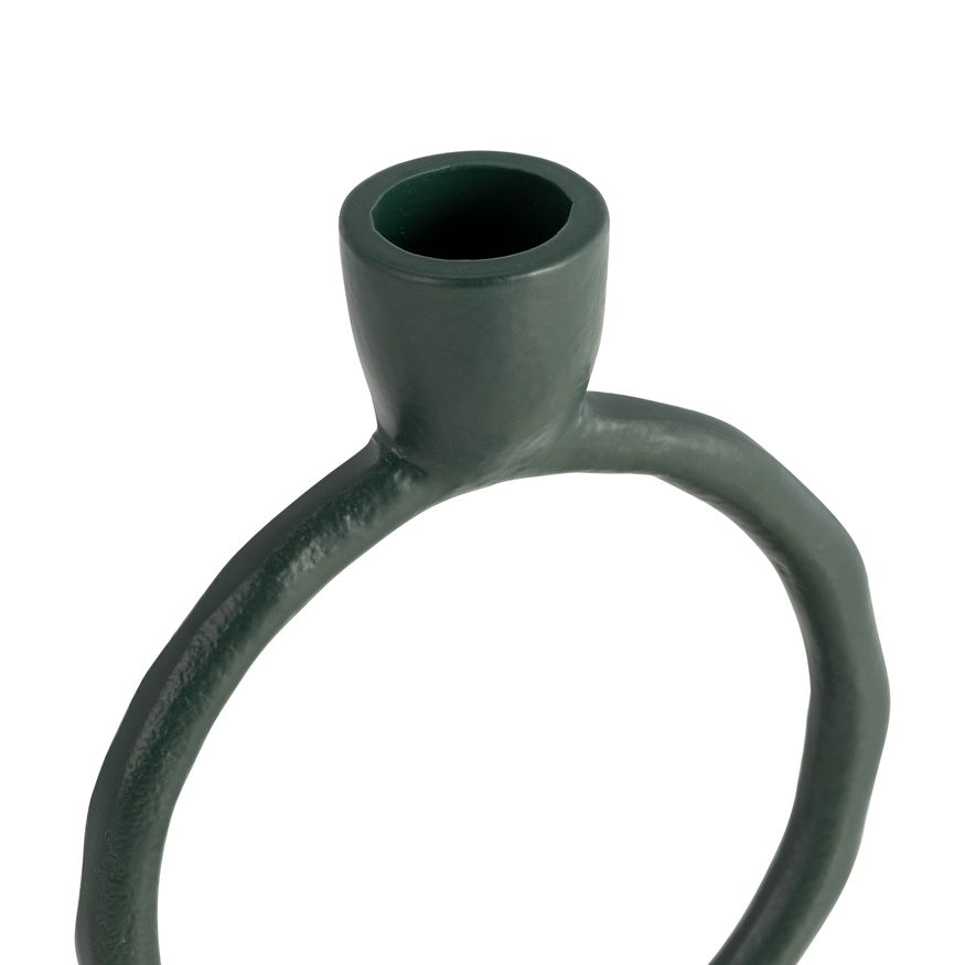 Sagebrook 6" Metal Round Ring Taper Candle Holder - Dark Green