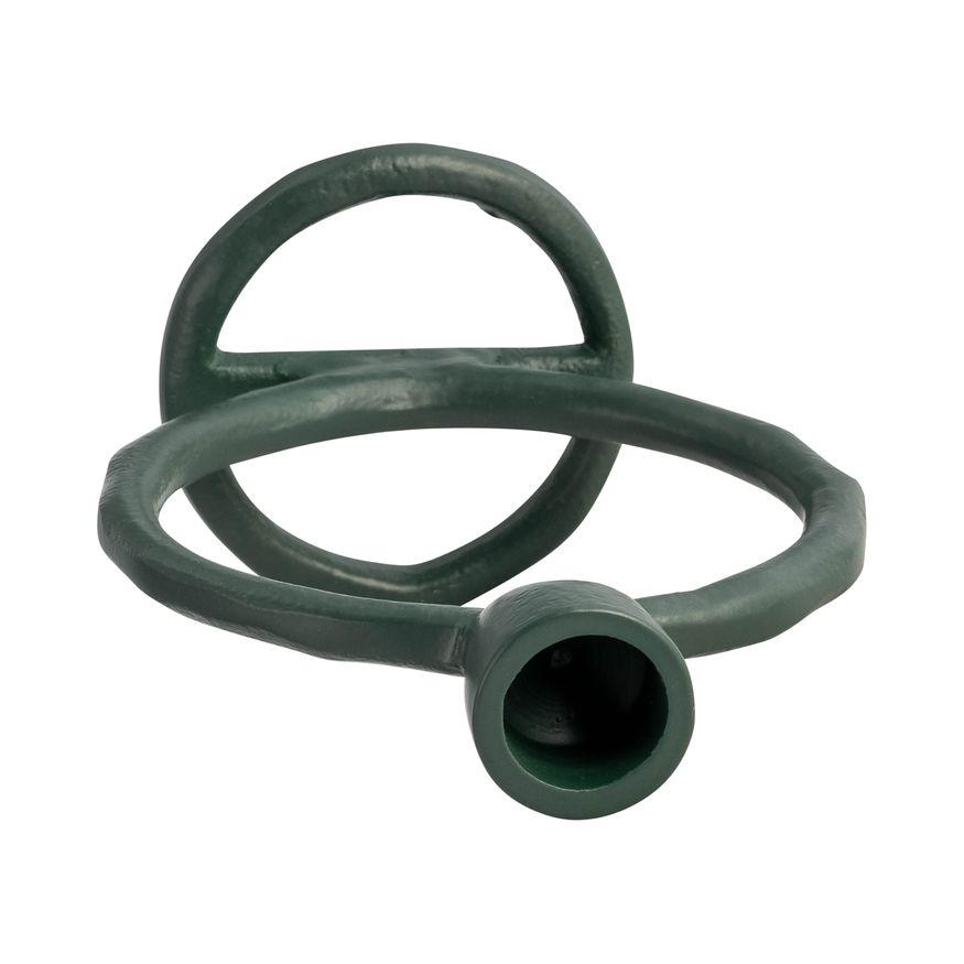 Sagebrook 6" Metal Round Ring Taper Candle Holder - Dark Green