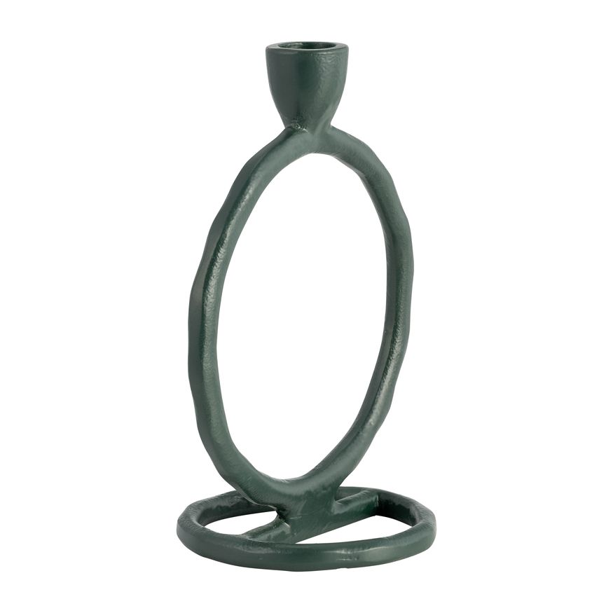 Sagebrook 8" Metal Round Ring Taper Candle Holder - Dark Green