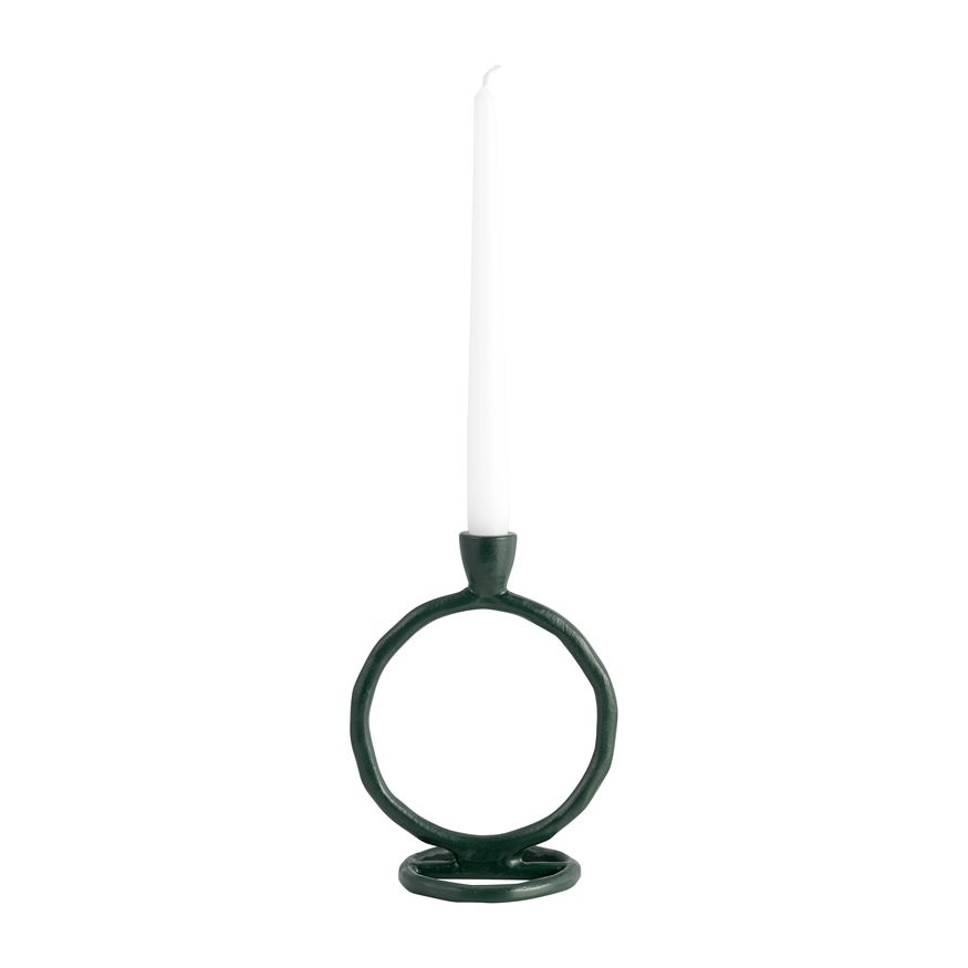 Sagebrook 8" Metal Round Ring Taper Candle Holder - Dark Green