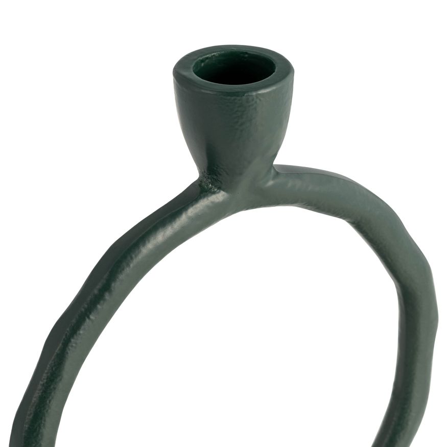 Sagebrook 8" Metal Round Ring Taper Candle Holder - Dark Green