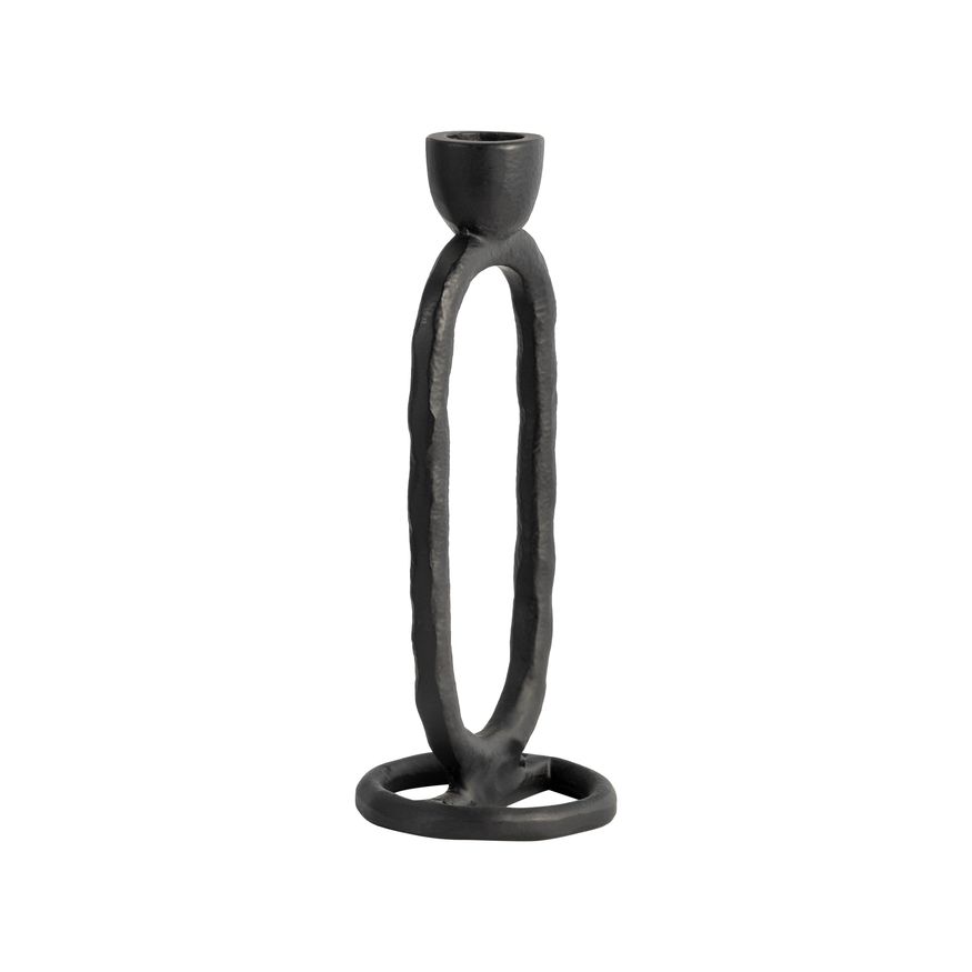 Sagebrook 8" Metal Open Oval Taper Candle Holder - Black