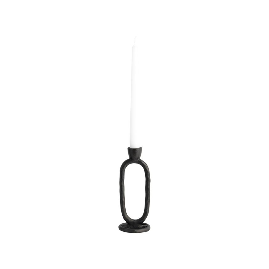 Sagebrook 8" Metal Open Oval Taper Candle Holder - Black