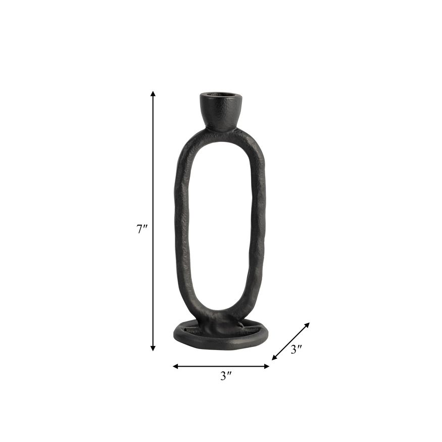 Sagebrook 8" Metal Open Oval Taper Candle Holder - Black