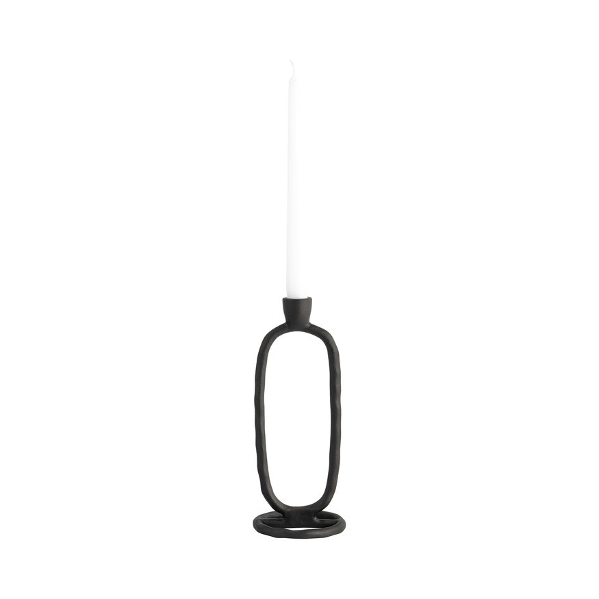 Sagebrook 10" Metal Open Oval Taper Candle Holder - Black