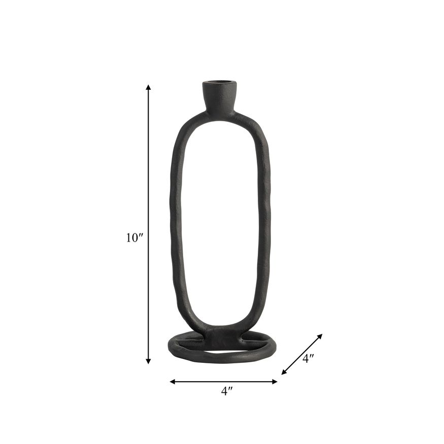 Sagebrook 10" Metal Open Oval Taper Candle Holder - Black