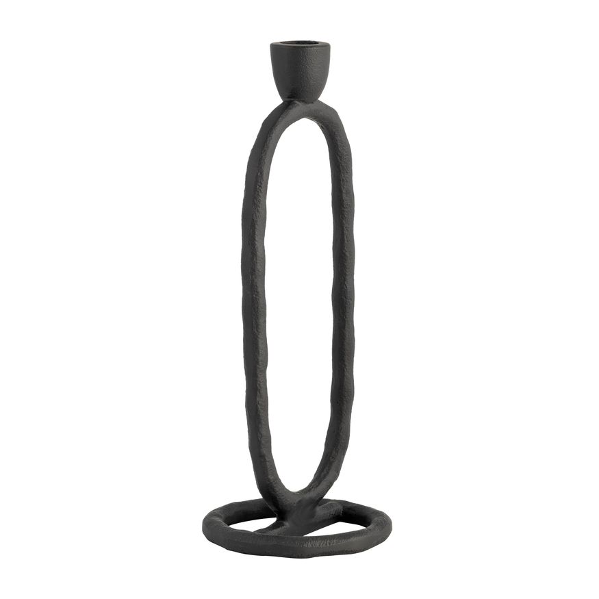 Sagebrook 11" Metal Open Oval Taper Candle Holder - Black