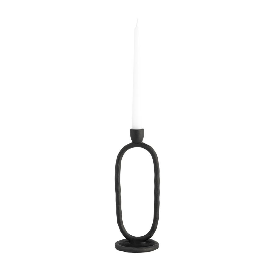 Sagebrook 11" Metal Open Oval Taper Candle Holder - Black