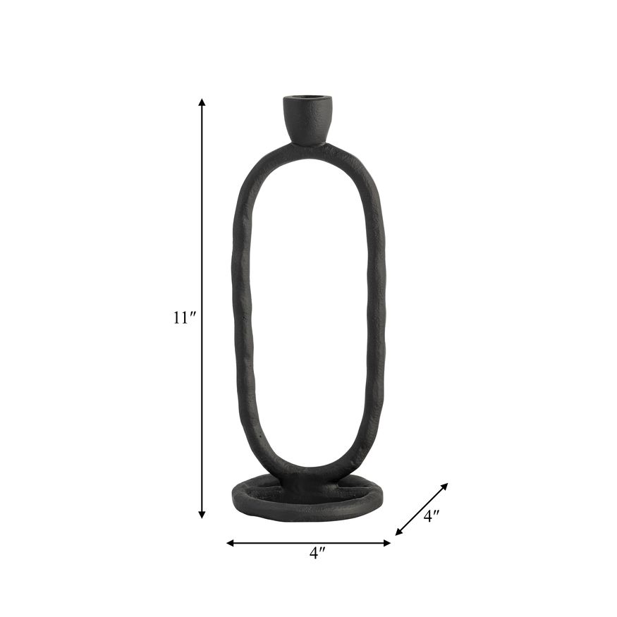 Sagebrook 11" Metal Open Oval Taper Candle Holder - Black