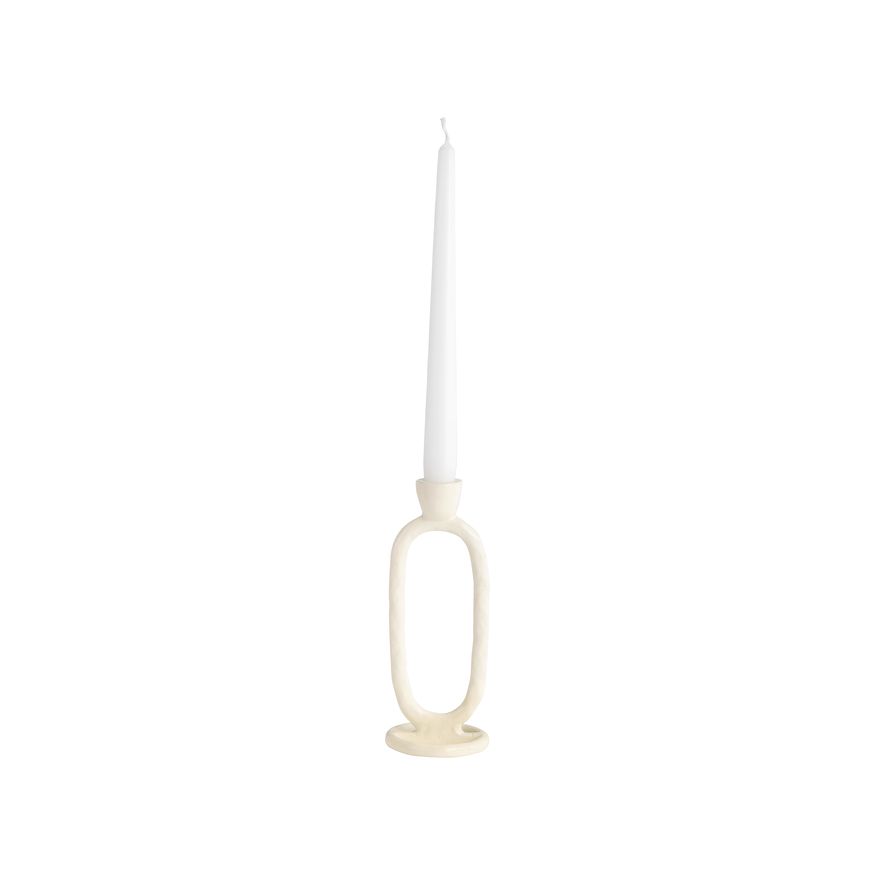 Sagebrook 8" Metal Open Oval Taper Candle Holder - Cotton