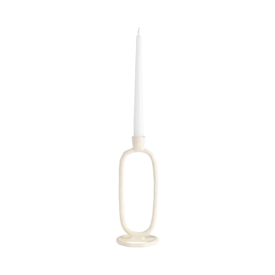 Sagebrook 10" Metal Open Oval Taper Candle Holder - Cotton