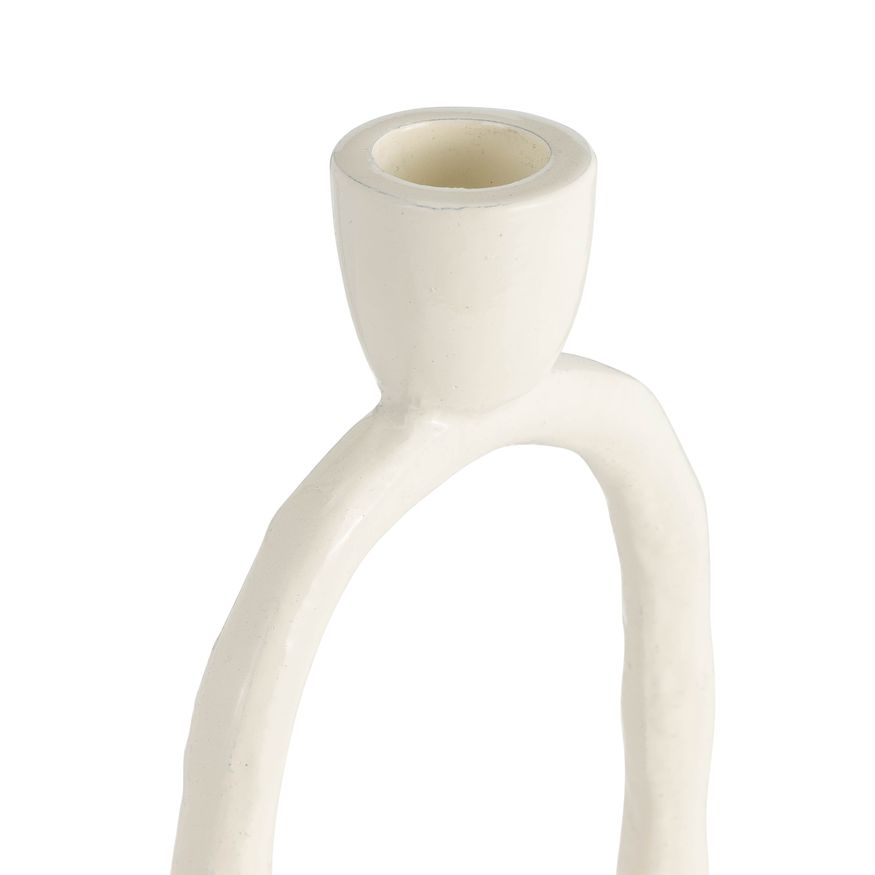 Sagebrook 10" Metal Open Oval Taper Candle Holder - Cotton