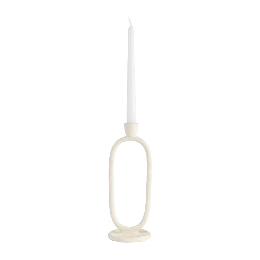 Sagebrook 11" Metal Open Oval Taper Candle Holder - Cotton