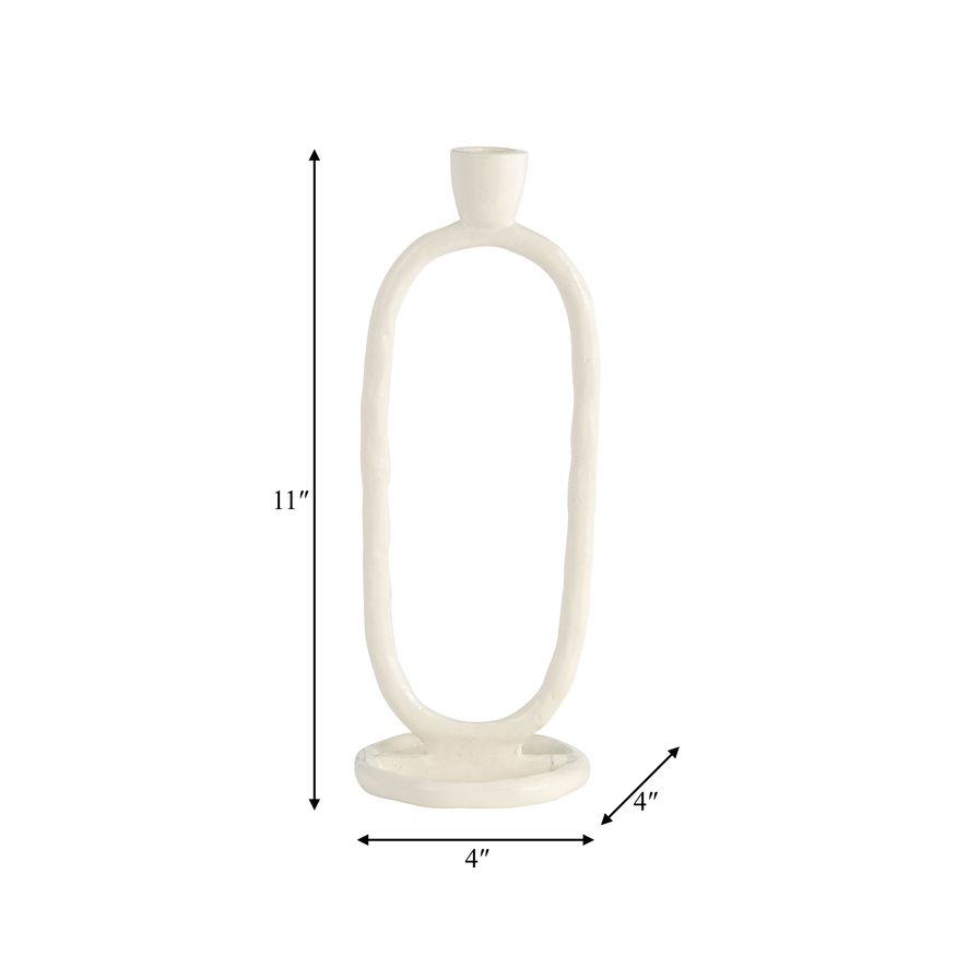 Sagebrook 11" Metal Open Oval Taper Candle Holder - Cotton