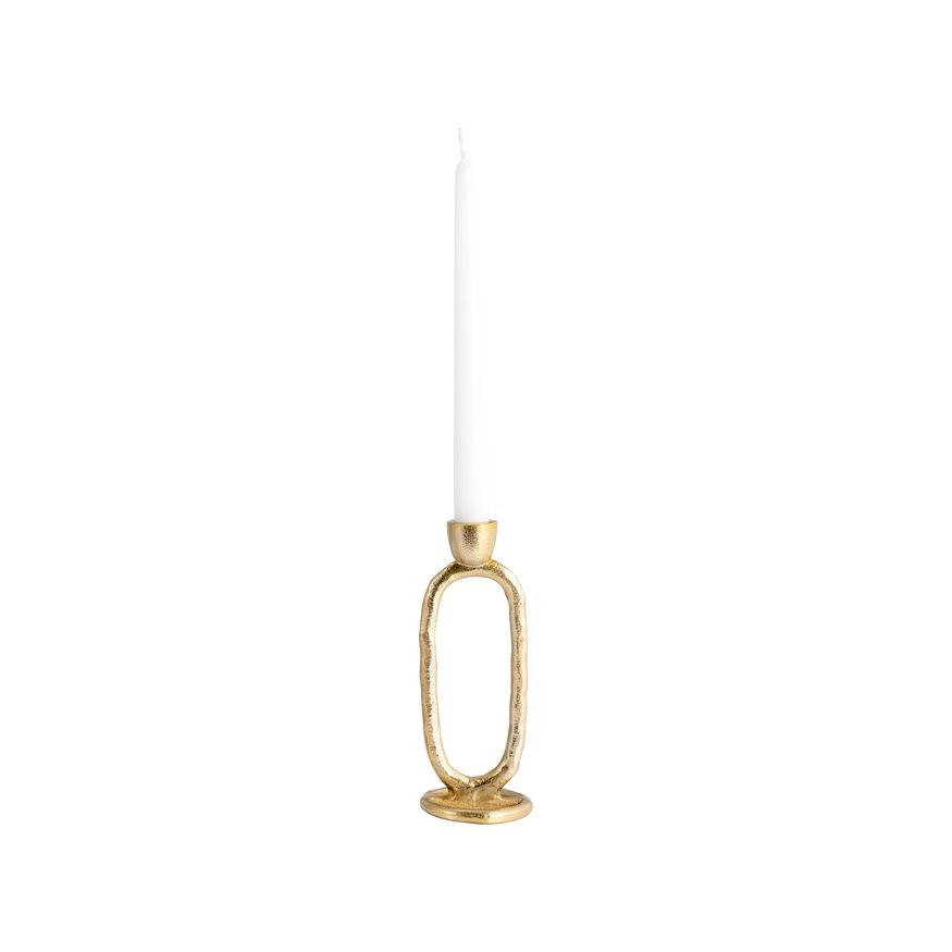 Sagebrook 8" Metal Open Oval Taper Candle Holder - Gold