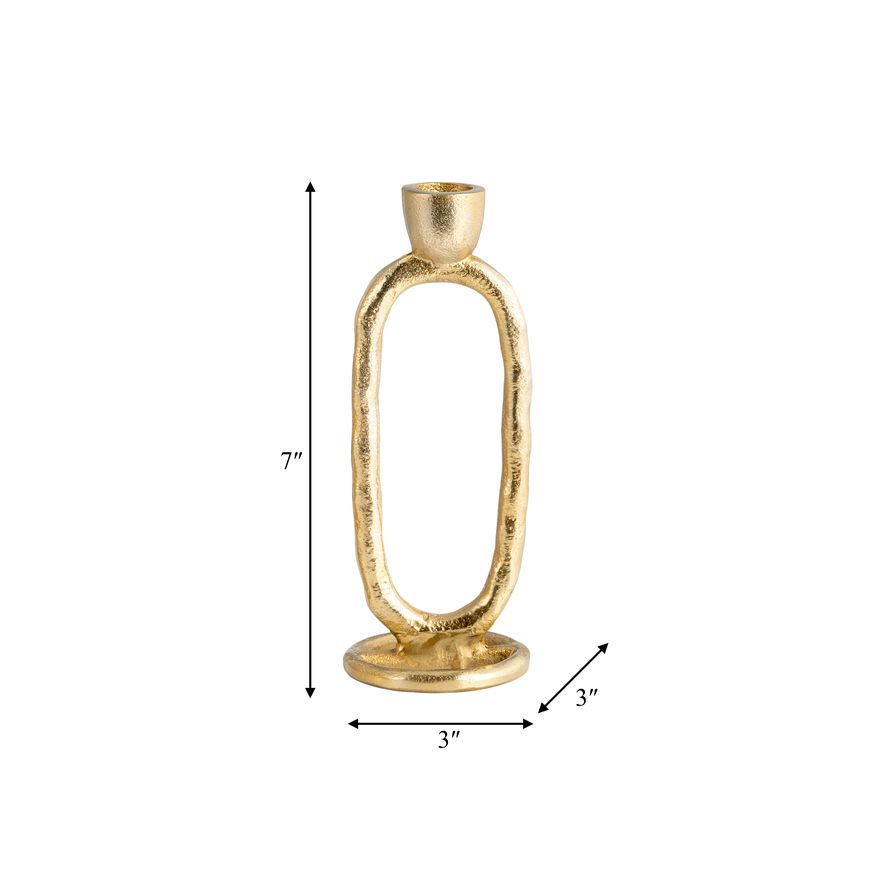 Sagebrook 8" Metal Open Oval Taper Candle Holder - Gold