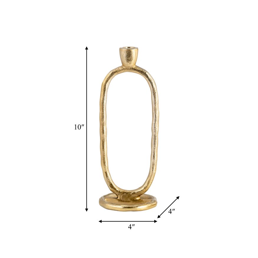 Sagebrook 10" Metal Open Oval Taper Candle Holder - Gold