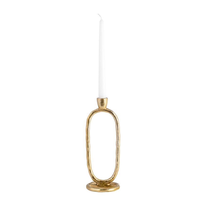 Sagebrook 11" Metal Open Oval Taper Candle Holder - Gold