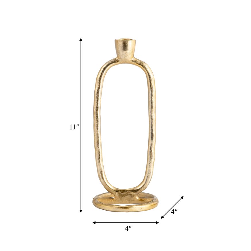 Sagebrook 11" Metal Open Oval Taper Candle Holder - Gold