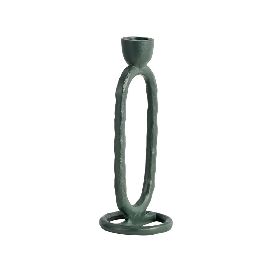 Sagebrook 8" Metal Open Oval Taper Candle Holder - Dark Green