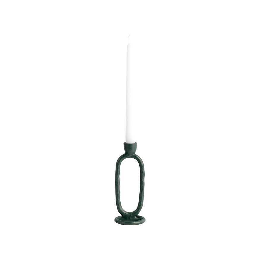 Sagebrook 8" Metal Open Oval Taper Candle Holder - Dark Green