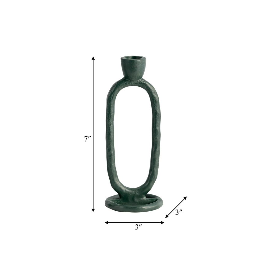 Sagebrook 8" Metal Open Oval Taper Candle Holder - Dark Green