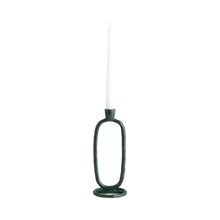 Sagebrook 10" Metal Open Oval Taper Candle Holder - Dark Green