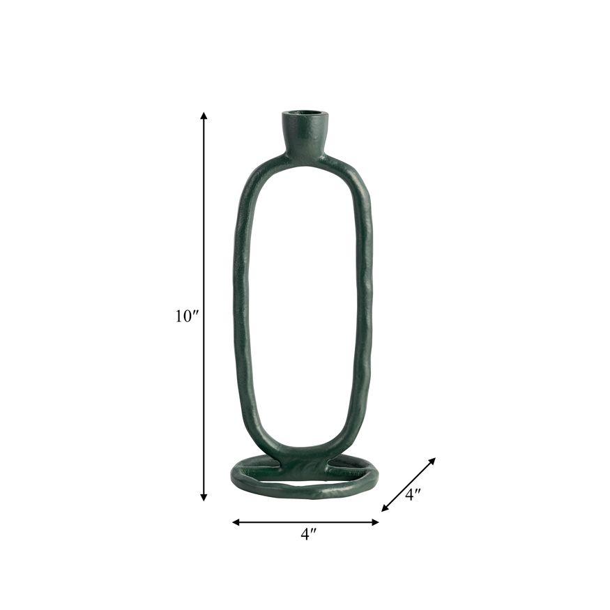 Sagebrook 10" Metal Open Oval Taper Candle Holder - Dark Green