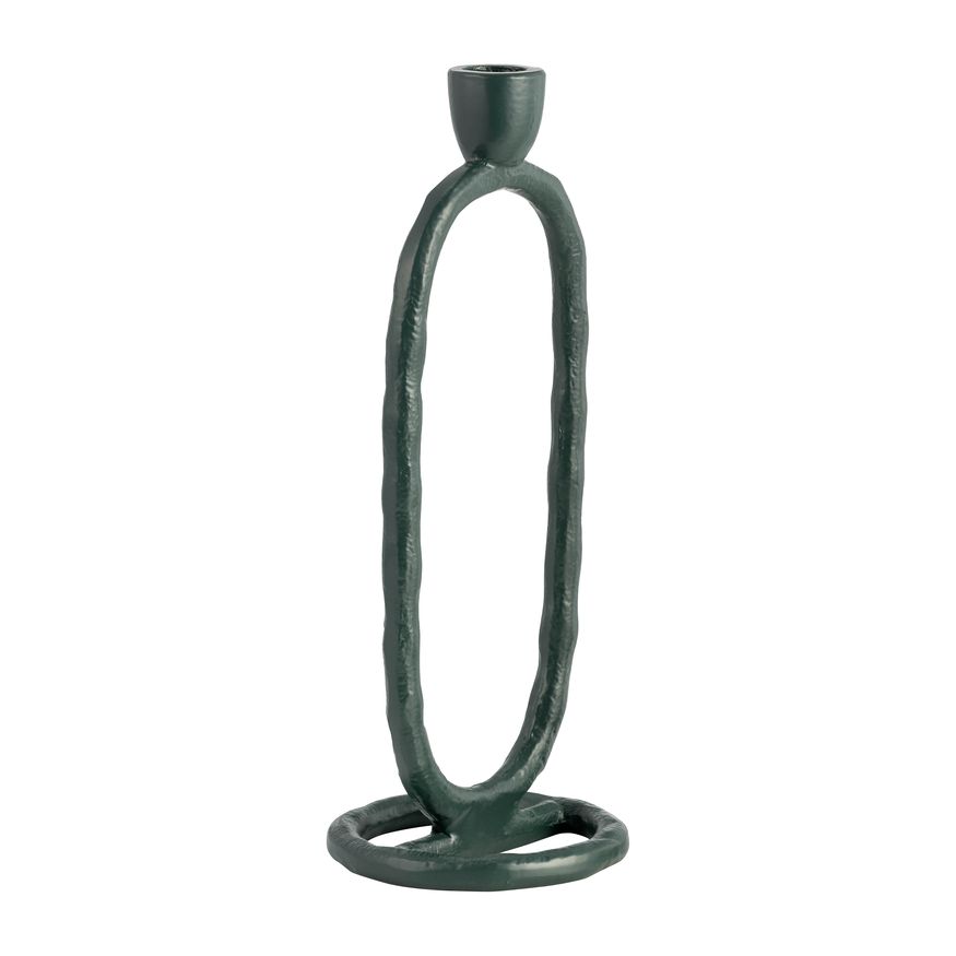 Sagebrook 11" Metal Open Oval Taper Candle Holder - Dark Green