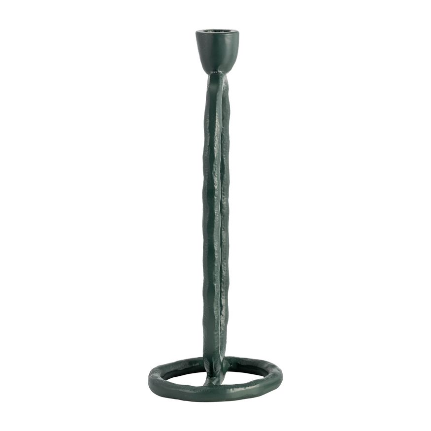 Sagebrook 11" Metal Open Oval Taper Candle Holder - Dark Green