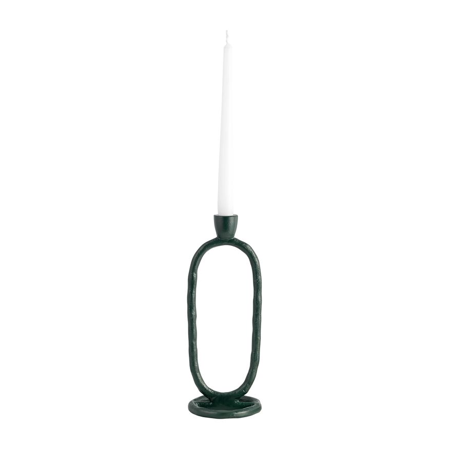 Sagebrook 11" Metal Open Oval Taper Candle Holder - Dark Green