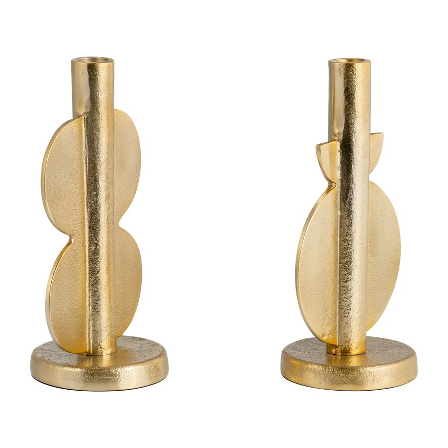 Sagebrook - 9" Metal Nomad Taper Candle Holders (Set of 2) in Gold