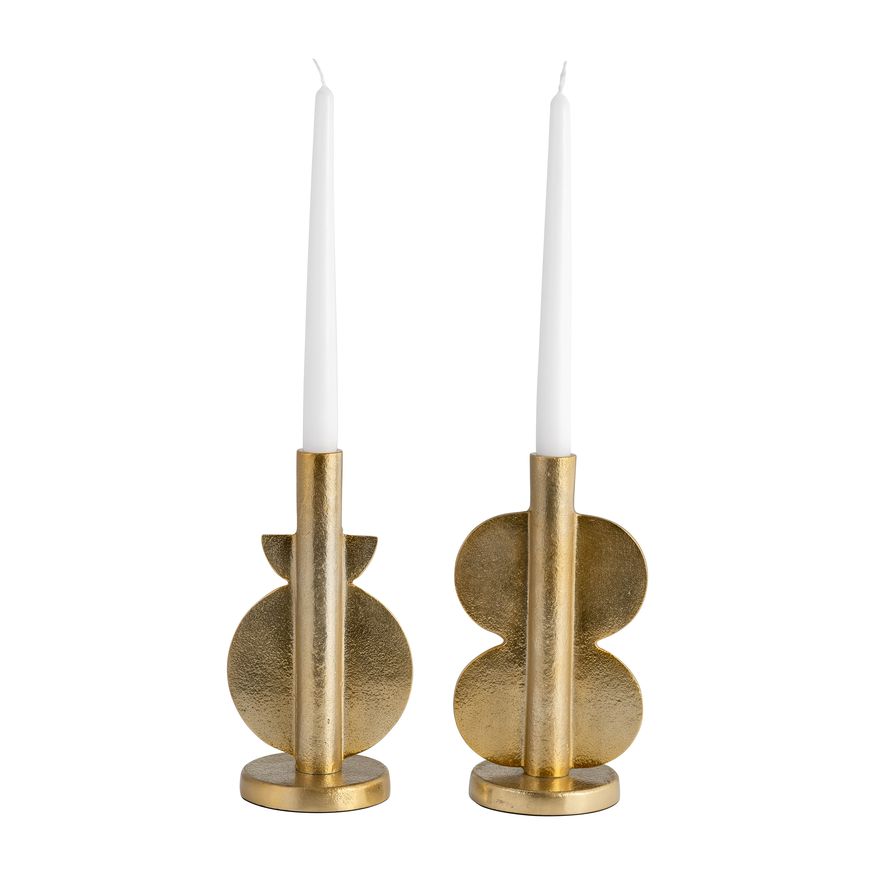 Sagebrook - 9" Metal Nomad Taper Candle Holders (Set of 2) in Gold