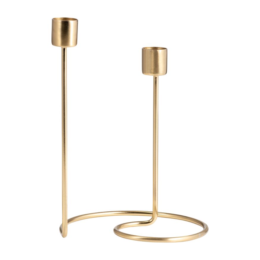 Sagebrook 8" Metal Swirly 2-Taper Candle Holder - Gold