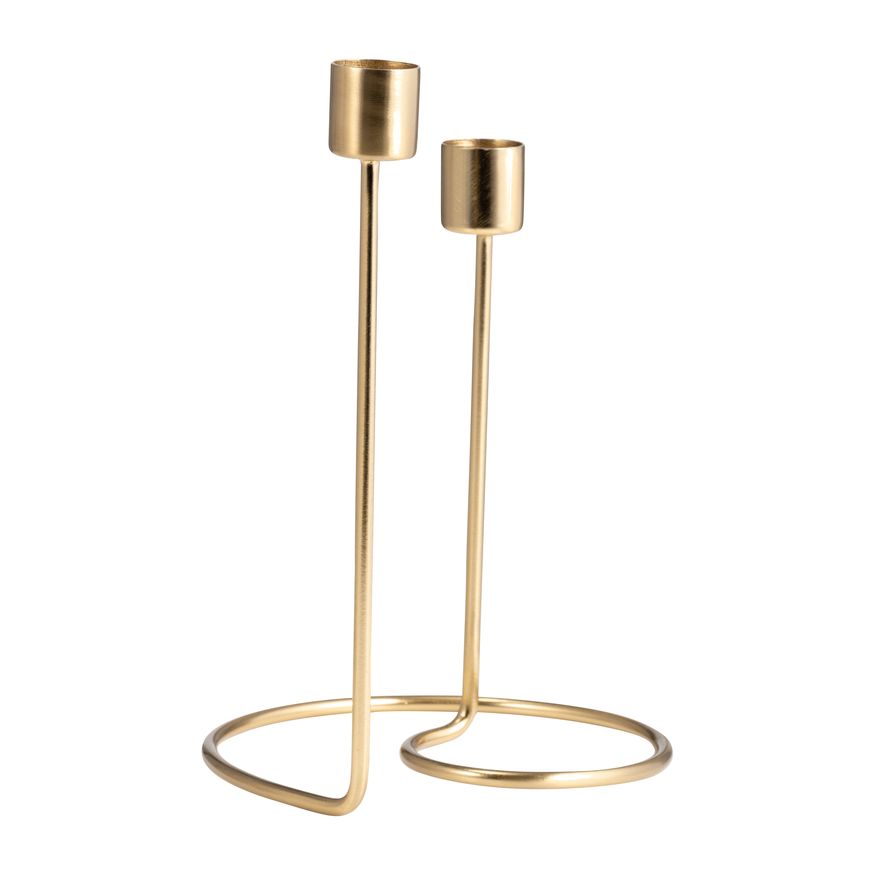 Sagebrook 8" Metal Swirly 2-Taper Candle Holder - Gold