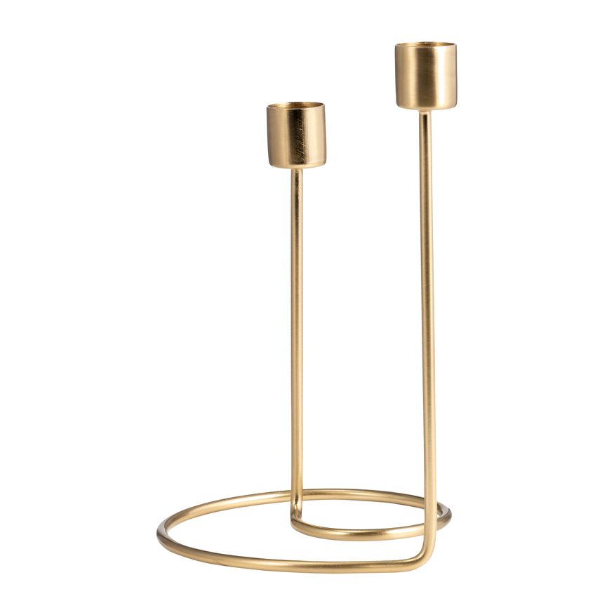 Sagebrook 8" Metal Swirly 2-Taper Candle Holder - Gold