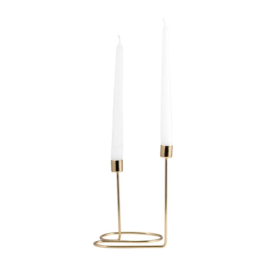 Sagebrook 8" Metal Double Swirl 2-Taper Candle Holder - Gold